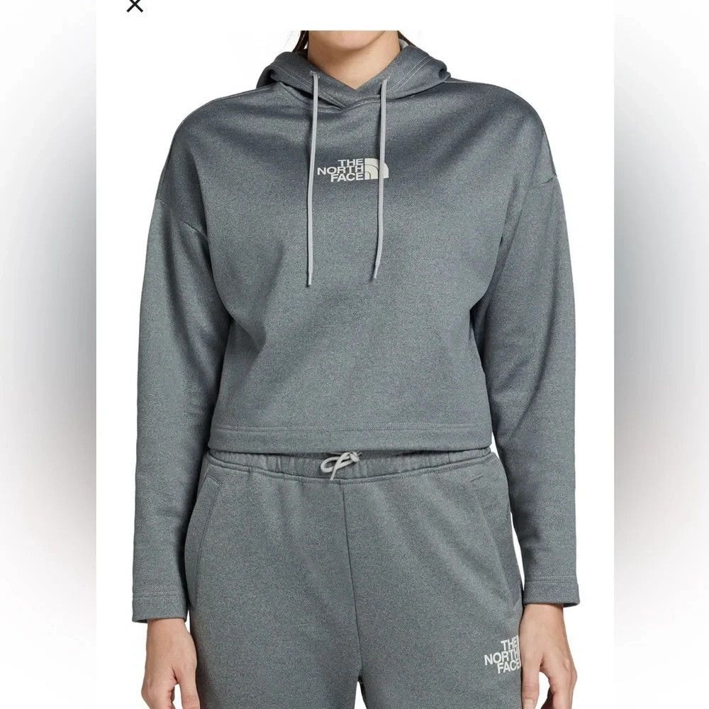 The North Face Women's Horizon Performance Fleece Hoodie Heather Grey Crop Sz L